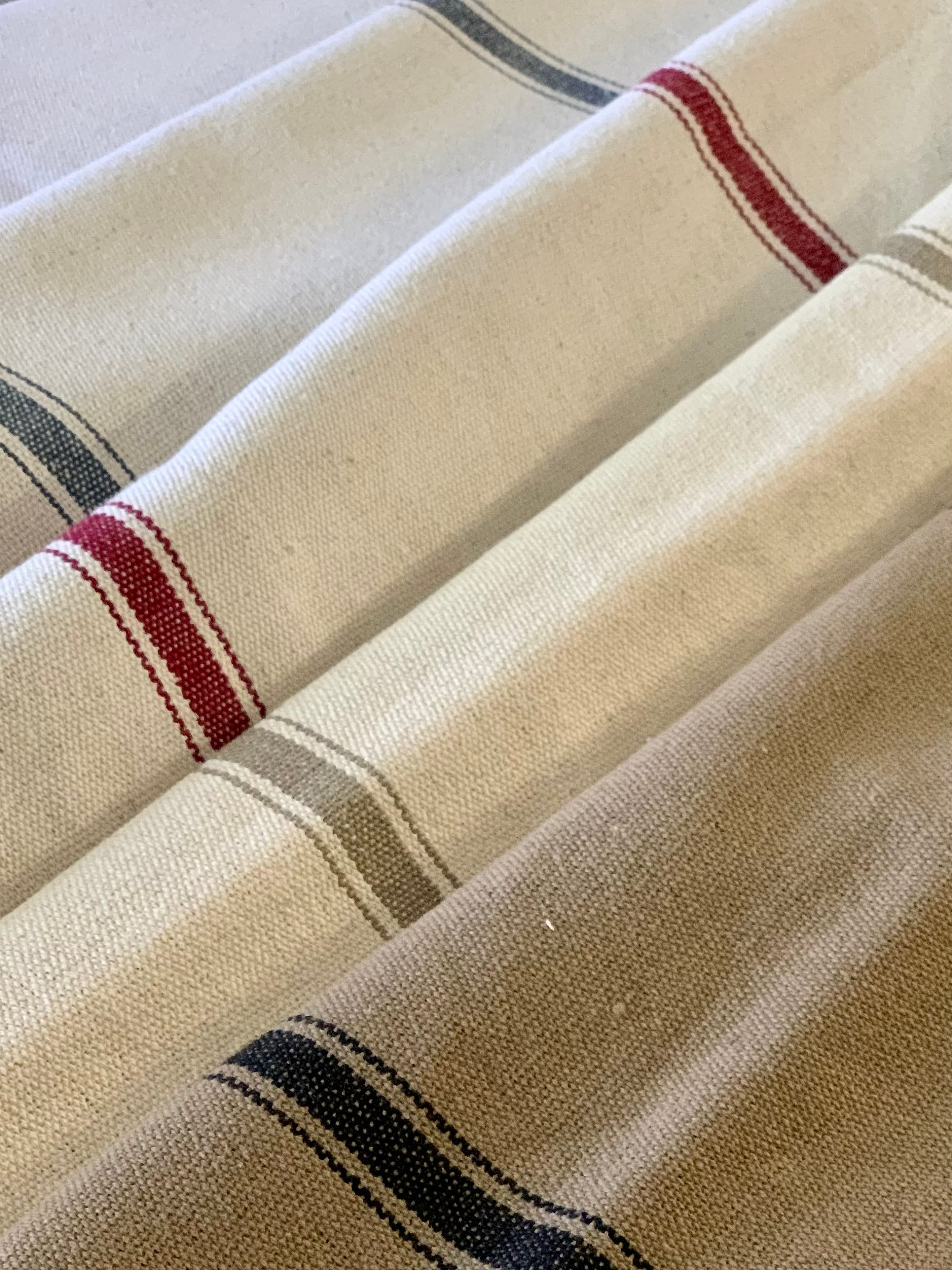 Grain Sack Fabric by the Yard Farmhouse Fabric Ticking Fabric Upholstery  Fabric 12 Stripe Fabric Beige Background 54 Wide 