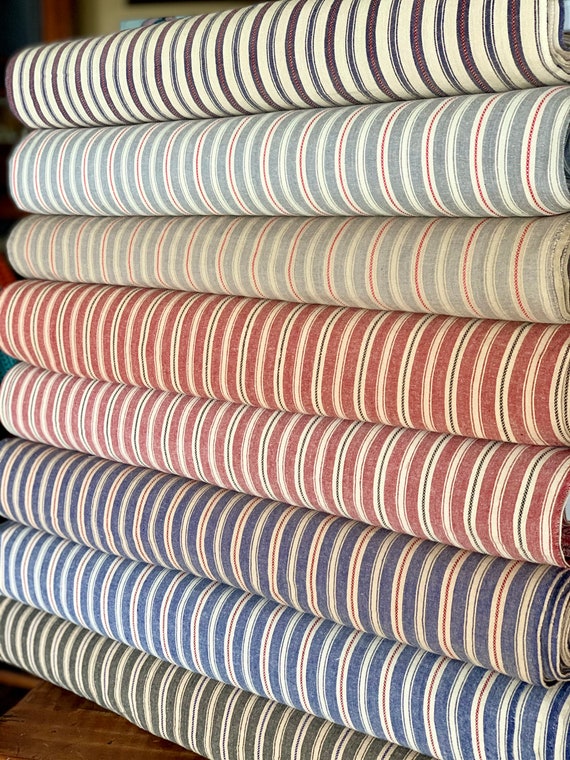 Vintage Style Ticking - Primitive Homespun Ticking Fabric