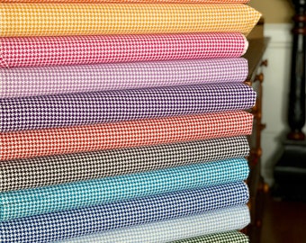 Houndstooth Fabric by the Yard - Purple Yellow Red Blue Green Tan Black Pink Brown - 100% Cotton - By the Yard - 44" Wide