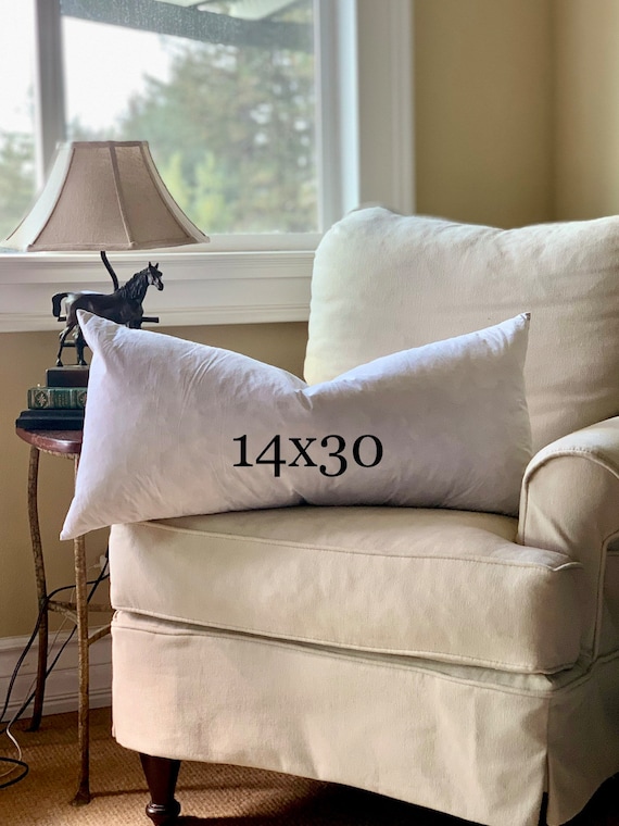 Feather Pillow Inserts - 100% Downproof Cotton - Knife Edge - Feather Hypoallergenic Fill - Rectangle Lumbar Kidney Pillow  abc