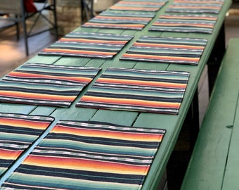 Southwestern Serape Style Placemats, Faux Saddle Blanket Placemat, Ethnic Placemats, Arizona Southwest Placemat, Tribal Placemat Black Blue