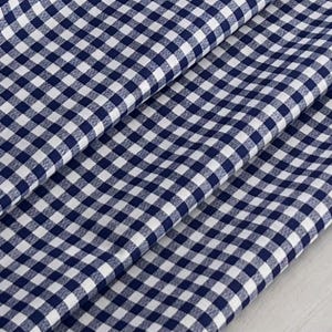 Royal Blue Gingham Small Check Plaid Buffalo Plaid- Small Check - 100% Cotton - By the fat quarter, 1/4, 1/2, & Yards- 44&quot; Wide