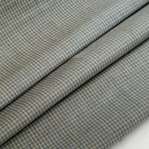 Homespun Blue and Beige Mini Check Plaid Fabric - Woven, Doubled Sided ,by the Yard(s), 1/2 yard, 1/4 yard, Fat Quarter, 1/16&quot; Squares H 13