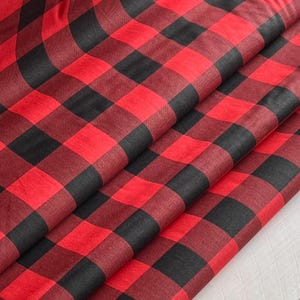 Red and Black - Buffalo Plaid Fabric - 100% Quilter Cotton By the Yard, 1/4, 1/2 or Fat Quarter