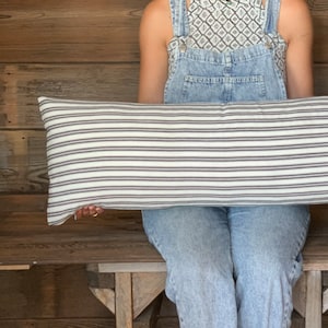 Black Stripe Ticking Pillow Cover - Farmhouse Lumbar - Ticking Lumbar - Ticking Throw - Zipper - Feather/Down Insert - 23 Sizes Available