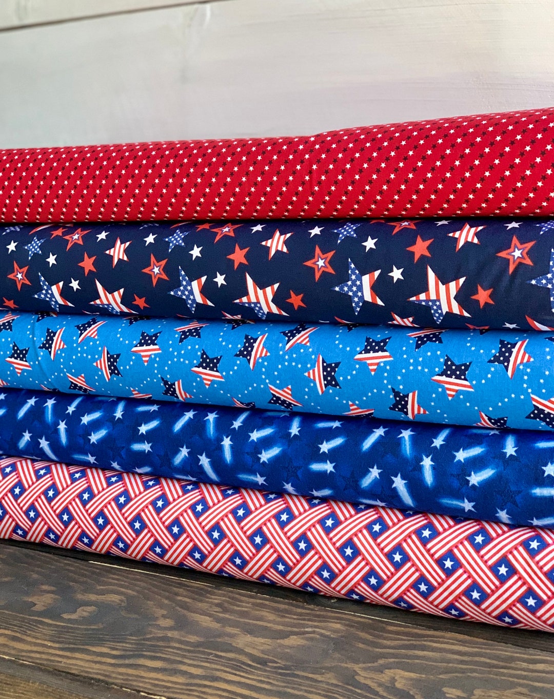 Patriotic Americana 4th of July Fabric Red White and Blue pic