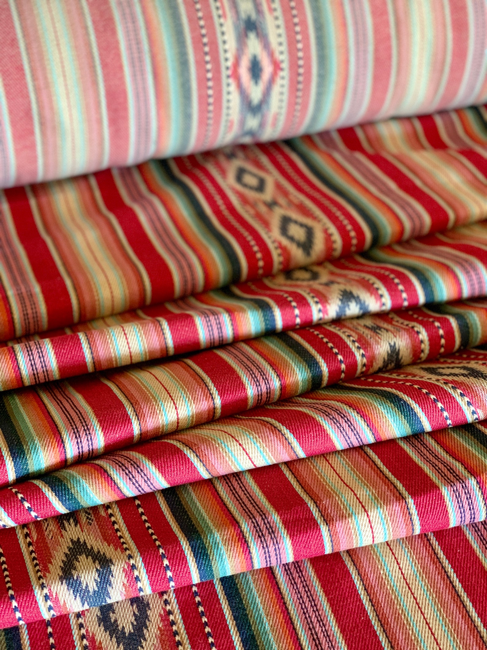 Faux Vintage Saddle Blanket Heavy Weight Twill Fabric Ethnic Stripe BOHO Ranch Fabric Western