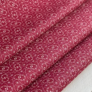 Burgandy - Antique Floral Calico Fabric - 100% Quilter Cotton By the Yard, 1/4, 1/2 or Fat Quarter