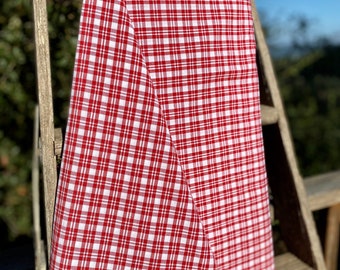 Homespun Fabric  by the Yard - Heavy Weight - Red and White Check Plaid - Farmhouse Style - Cabin Rustic -Free Shipping
