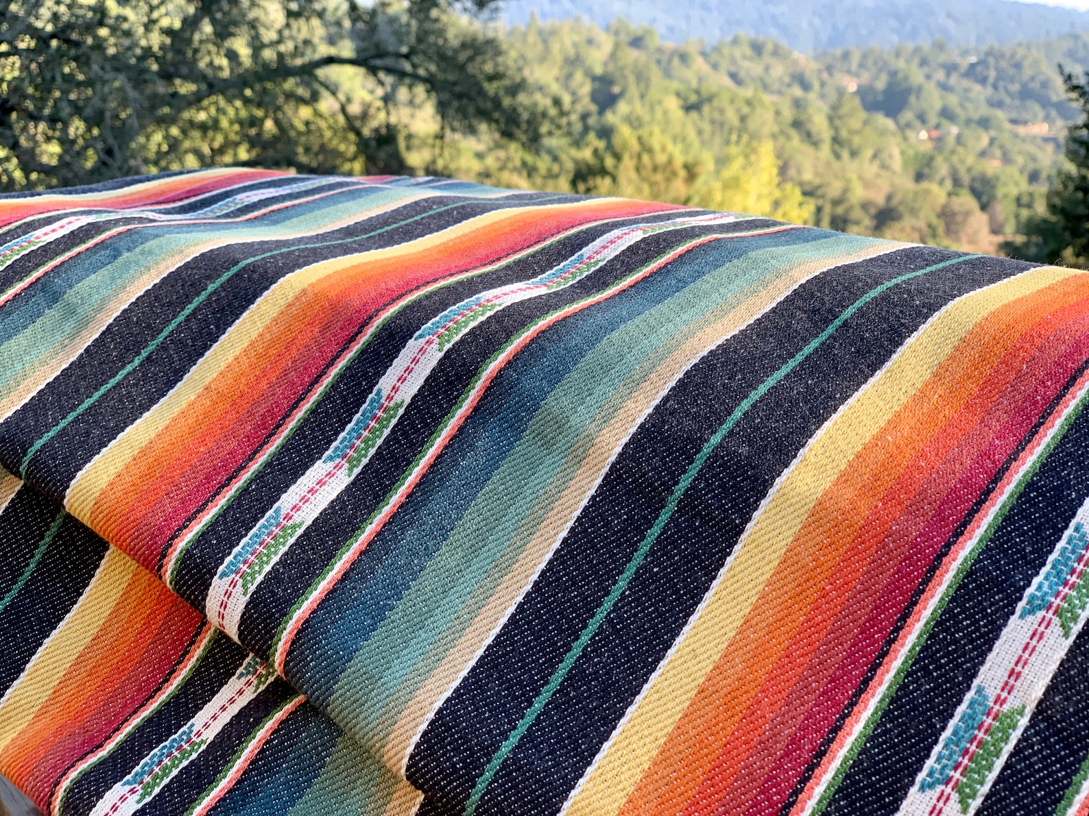 Faux Vintage Saddle Blanket Heavy Weight Twill Fabric Ethnic Stripe BOHO Ranch Fabric Western