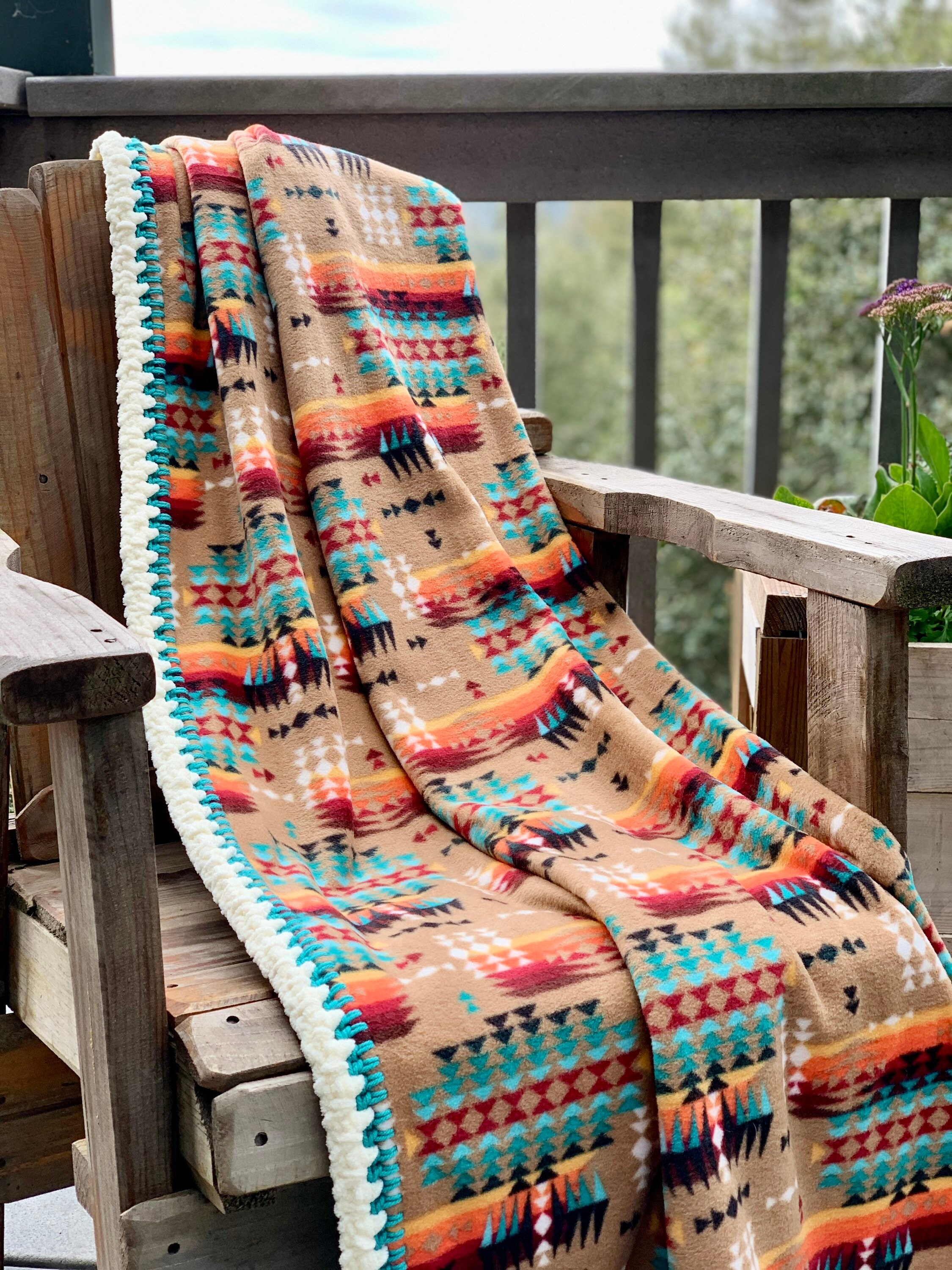 Native American Style Fleece Blanket Throw Southwest Blanket