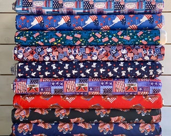 Tela patriótica americana del 4 de julio - Colección Patriotic Eagle and Liberty - Día de la Independencia - 100 % algodón - cortada a medida y cuartos gordos