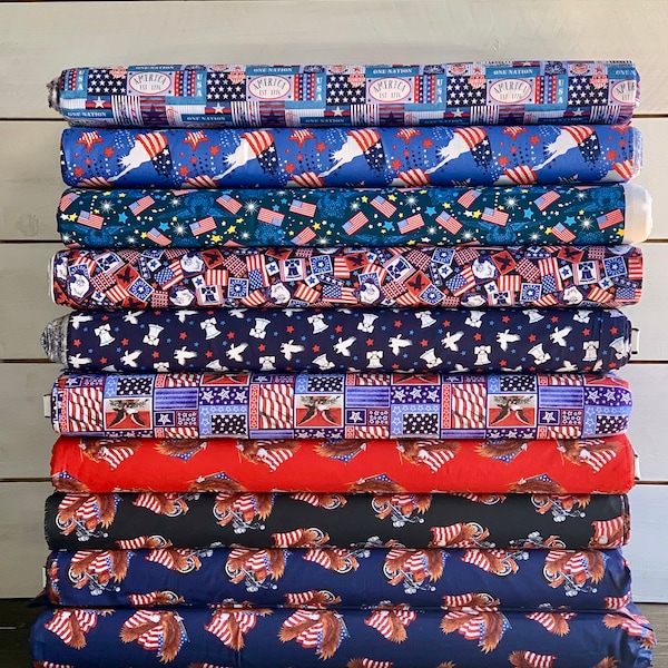 Patriotic Americana 4th of July Fabric - Patriotic Eagle and Liberty Collection - Independence Day - 100% Cotton- By the Yard & Fat Quarters