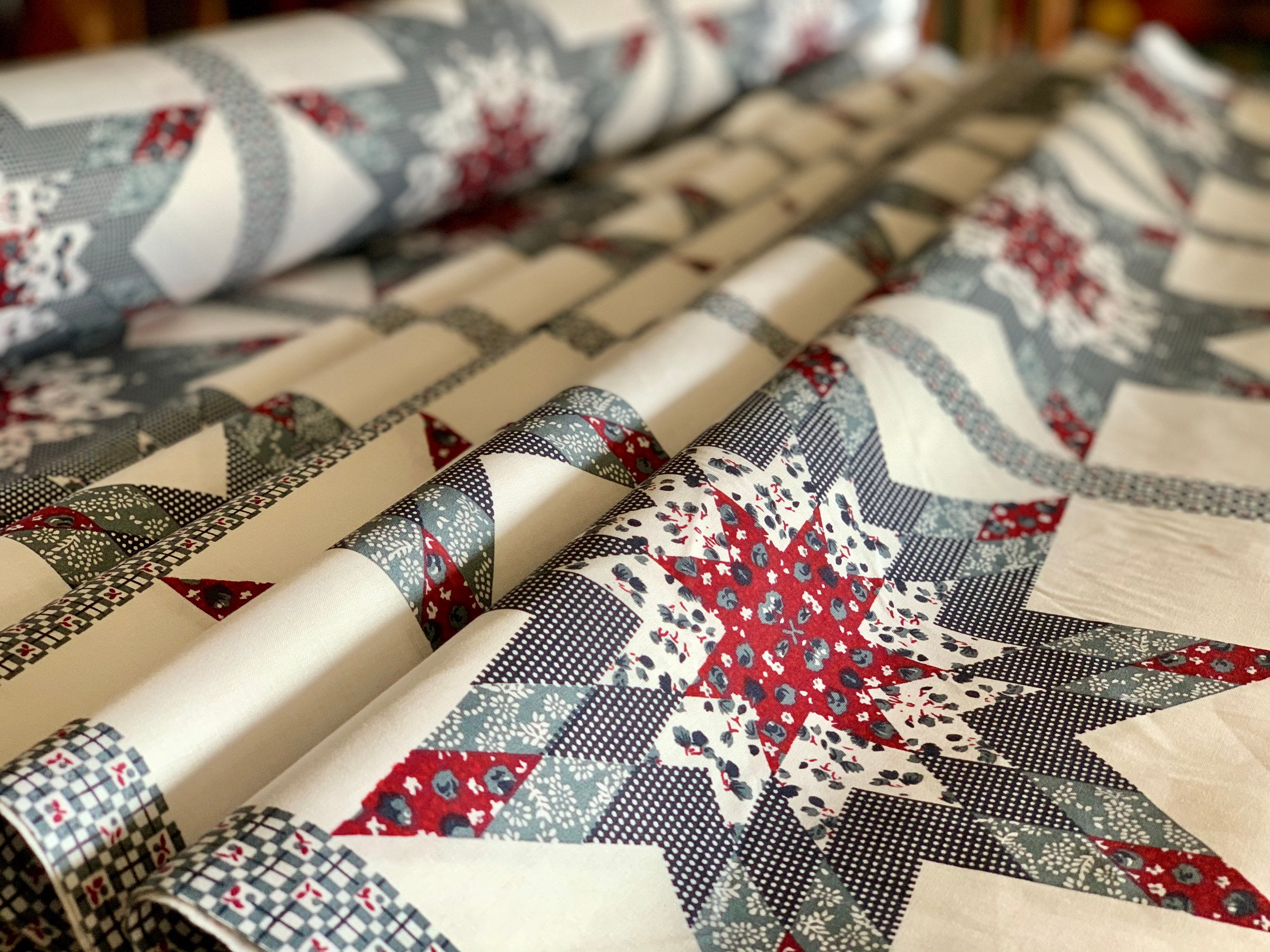 FABRIC Quilt Top 90 Wide Cheater Quilt Top Calico 100 Etsy