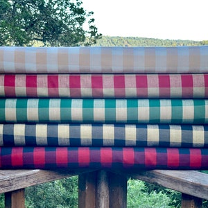 Buffalo Check Fabric - Buffalo Plaid Homespun Fabric - Farmhouse Style - Country Tea dye Black Red Green Cream - Cabin Rustic -Free Shipping