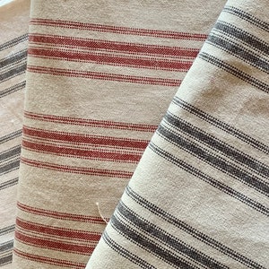 Grain Sack Fabric - Feed Sack Fabric - Ticking Fabric - Our EXCLUSIVE Fabric - Cottage Farmhouse Style - Gray Stripes - 63" Wide