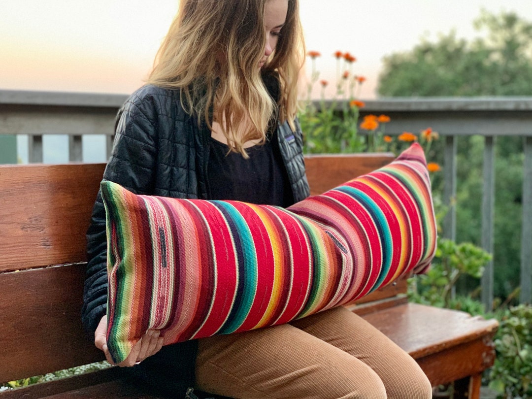 Southwest Serape Mexican Pillow 14x36 and All Sizes Saddle