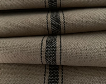 Grain Sack Fabric by the Yard - Ticking Fabric - French Country - Cottage Farmhouse Style - 1 to 12 YD. Cuts - Black Stripes - 54" Wide