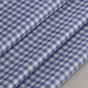Light Blue Gingham Small Check Plaid Buffalo Plaid- Small Check - 100% Cotton - By the fat quarter, 1/4, 1/2, & Yards- 44&quot; Wide