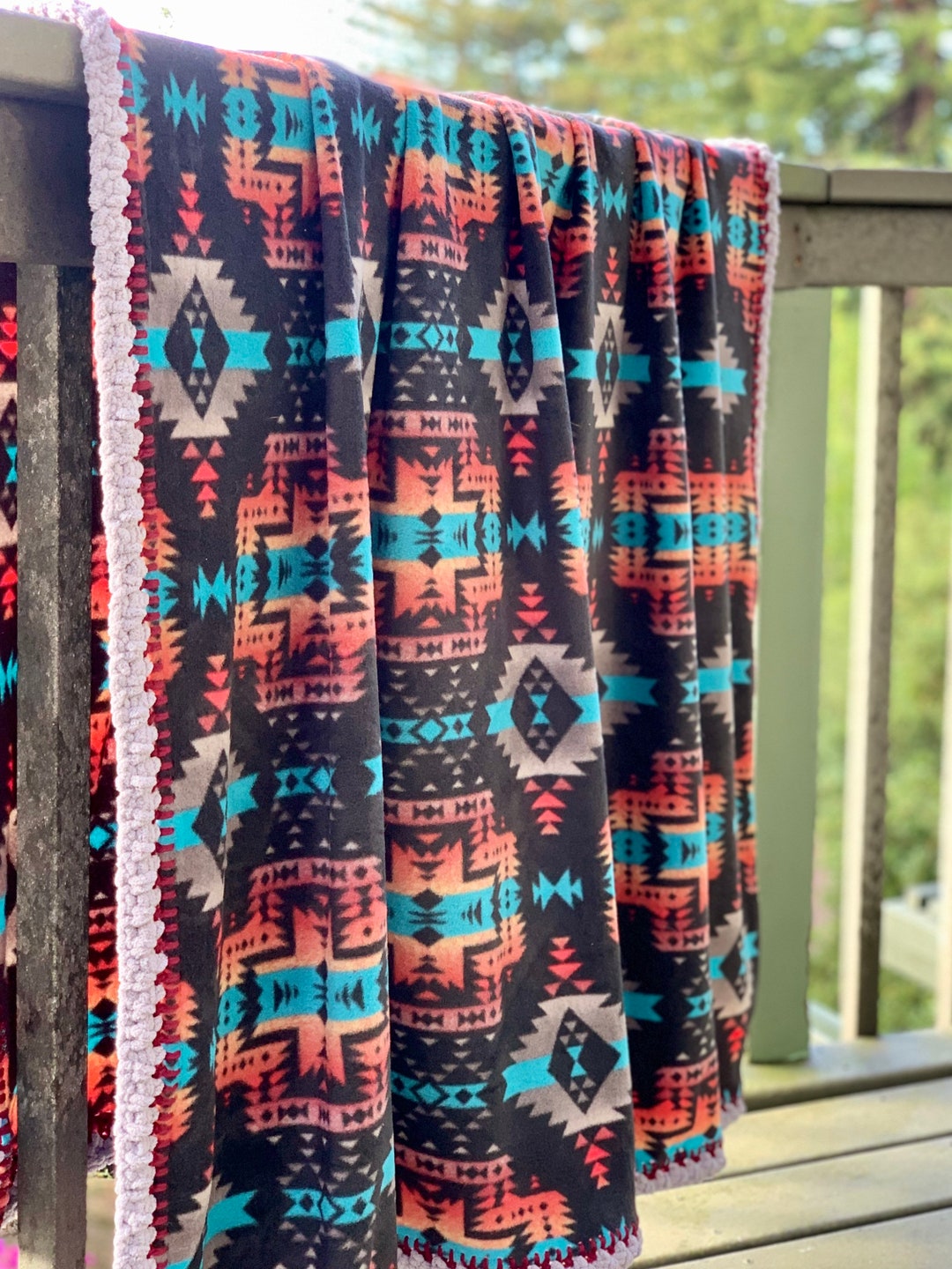 Native American Style Fleece Blanket Throw Southwest Blanket Etsy