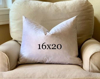 Feather Pillow Insert - 100% Downproof Cotton - Lumbar Pillow - Feather  Hypoallergenic Fill - 16x20 - Premium Quality