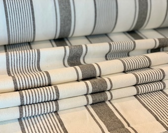 Futtersack Stoff - Futtersack Stoff - Inlett Stoff - Unser EXKLUSIVER Stoff - Cottage Bauernhaus Stil - Graue Streifen - 162cm Breit