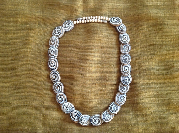 ON SALE. Wooden Beads painted in circular pattern necklace. 22" long.