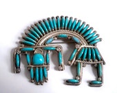 Rainbowman Needlepoint Brooch by Hugh Bowekaty. Sky Blue Sleeping Beauty Turquoise.