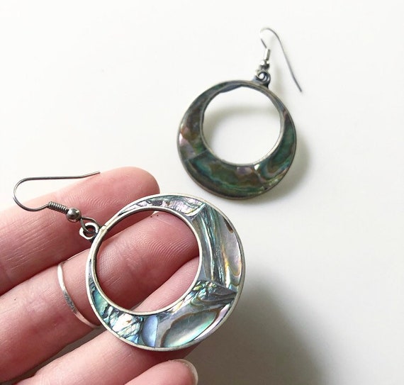 Mexican Abalone Hoop Earrings