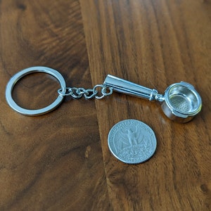 Miniature Coffee Espresso Portafilter Keychain Chrome