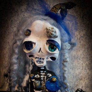 Skelly marmaid,Ooak vampire skelly doll, collectible creepy art doll, creepy cute doll destiny, Fantasy Doll, handmade doll skelleton,OOAK