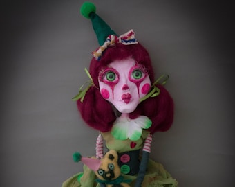 Clown doll collectible creepy poseable art doll creepy cute doll destiny ghost Fantasy Doll vintage doll OOAK Doll ANNA clown