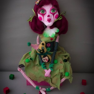 Clown doll collectible creepy poseable art doll creepy cute doll destiny ghost Fantasy Doll vintage doll OOAK Doll ANNA clown