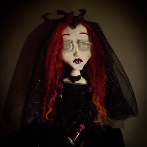Lucinda  Vampire doll,Collectible Goth Creepy Cute Handmade Female Figurative Sculpture Unique Dark Gothic Sad Fantasy, OOAK Art Doll