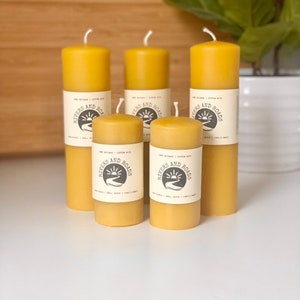 Beeswax Candle Beeswax Pillar Candle Unscented Natural Honey Scent Only Beeswax & Cotton Wick Handmade Candle image 3