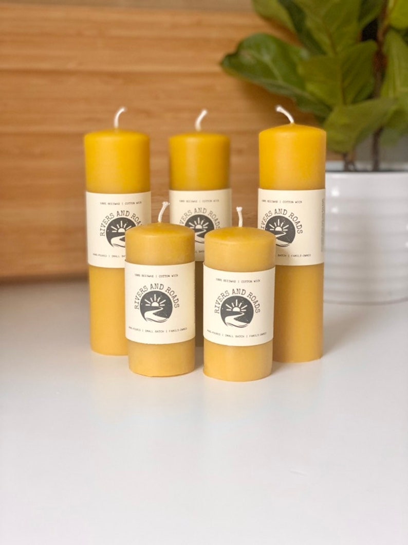 Beeswax Candle Beeswax Pillar Candle Unscented Natural Honey Scent Only Beeswax & Cotton Wick Handmade Candle image 3