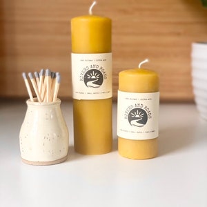 Beeswax Candle Beeswax Pillar Candle Unscented Natural Honey Scent Only Beeswax & Cotton Wick Handmade Candle image 5