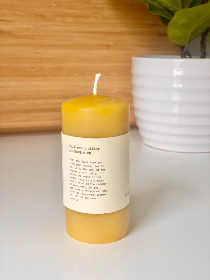 Beeswax Candle Beeswax Pillar Candle Unscented Natural Honey Scent Only Beeswax & Cotton Wick Handmade Candle image 7