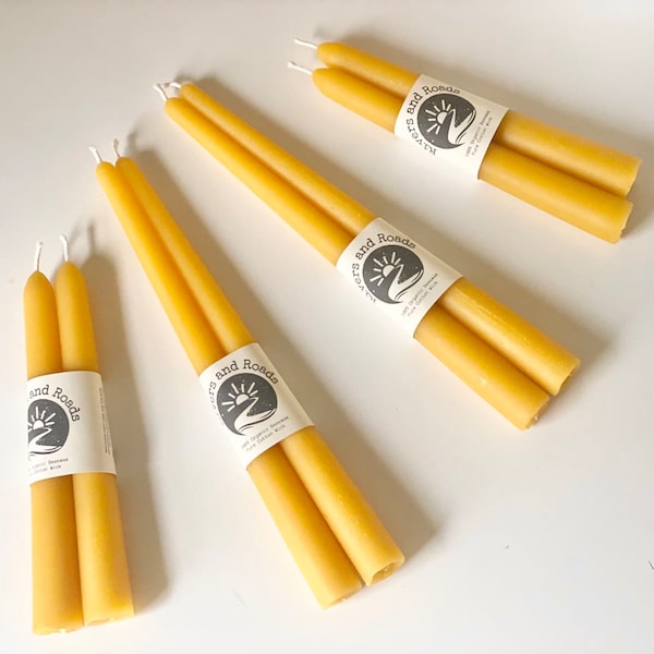 Beeswax Taper Candles | Just Beeswax and a Cotton Wick | Pure Beeswax beeswax | 7" Tapers or 10” Tapers | Handmade by Rivers and Roads