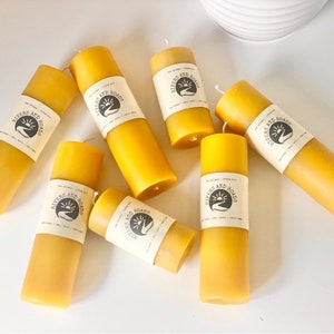 Beeswax Candle Beeswax Pillar Candle Unscented Natural Honey Scent Only Beeswax & Cotton Wick Handmade Candle image 1