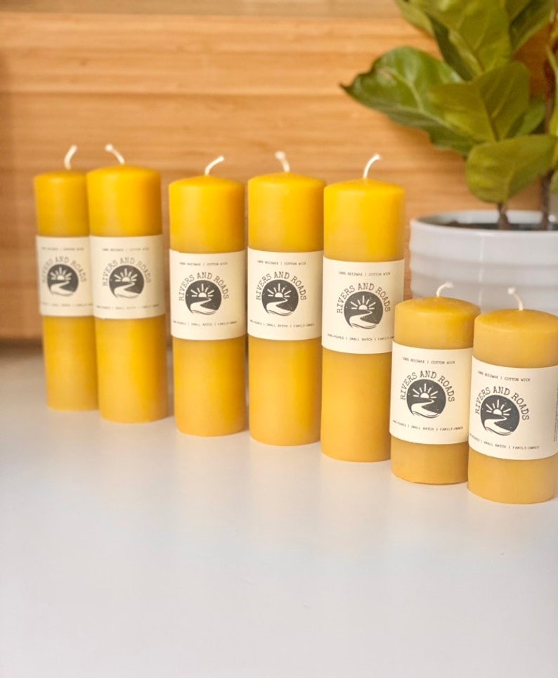 Beeswax Candle Beeswax Pillar Candle Unscented Natural Honey Scent Only Beeswax & Cotton Wick Handmade Candle image 8