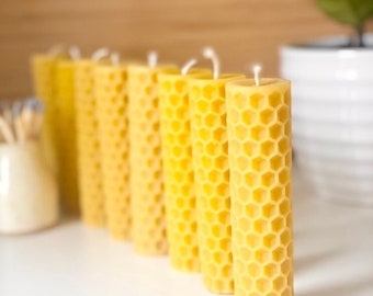 Candele A Colonna In Pura Cera D'api 100% Naturale - Arrotolate A Mano Con Stoppino In Cotone - Confezione Da 10 - Antigoccia, Lunga Durata, Decorative - 4