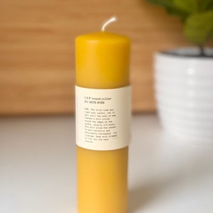 Beeswax Candle Beeswax Pillar Candle Unscented Natural Honey Scent Only Beeswax & Cotton Wick Handmade Candle image 6