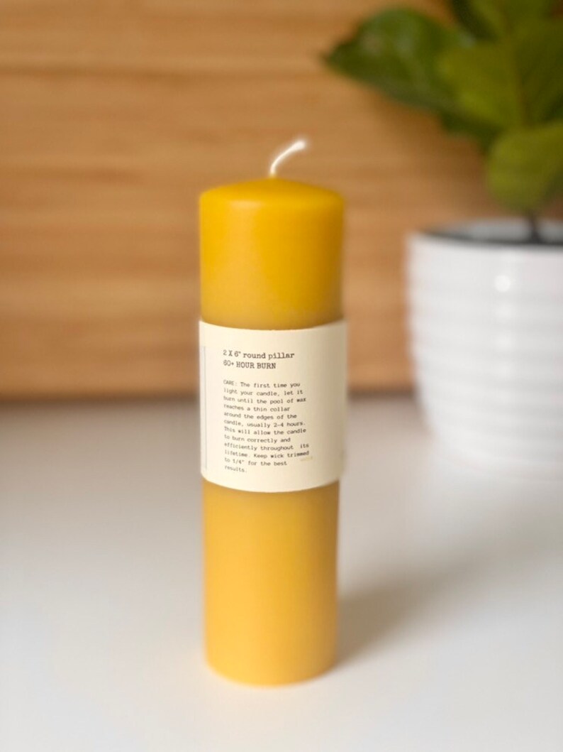 Beeswax Candle Beeswax Pillar Candle Unscented Natural Honey Scent Only Beeswax & Cotton Wick Handmade Candle image 6