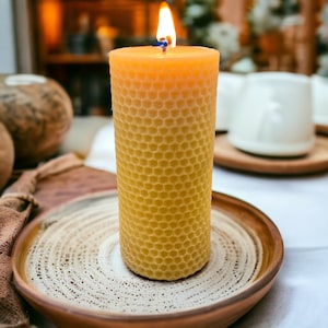 Beeswax Candle | Honeycomb Pillar | Honeycomb Beeswax Candle | Just Beeswax and a Cotton Wick | Handmade by Rivers and Roads