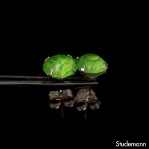 Highlighter Green - Matt Bold Green , Crystal Earrings - Sterling Silver - 8mm round , 80's 90's Studs , Retro Green , Stationery and School image 6