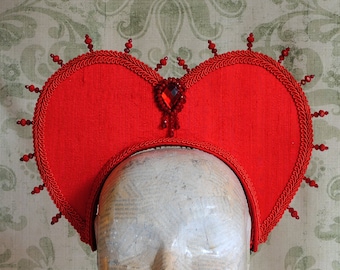 Queen of Hearts Cosplay Headdress,red/black Heart Headpiece,alice