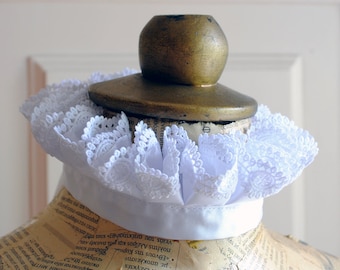 Elizabethan Kragen für Herren mit Spitze, weißer Renaissance-Kostüm-Ruff-Kragen, historischer Kostüm-Halskragen-Custom-Made to Order