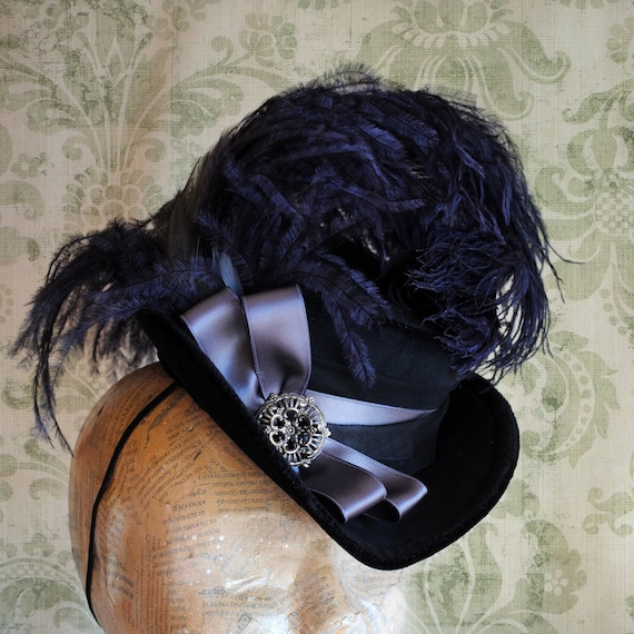 Black Edwardian Mini Hat,victorian Ladies Hat,downton Abbey  display picture 1