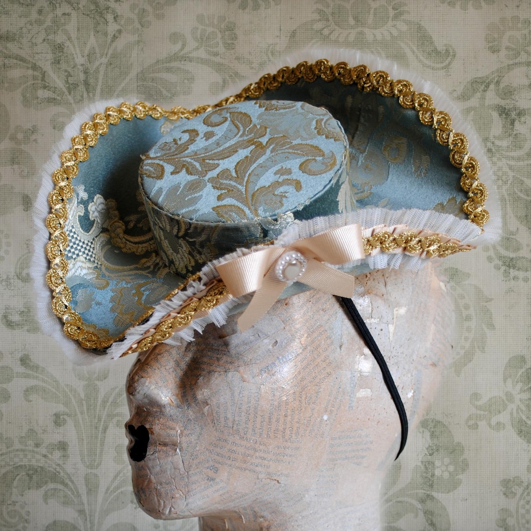 Rococo Mini Tricorn Hat in Teal and Gold Tones-ready to Ship - Etsy